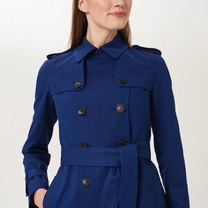 HOBBS London Saskia Trench Coat Navy Water Resistant Size 2 $475